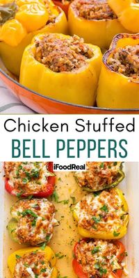 Ground Chicken Stuffed Peppers - iFoodReal.com