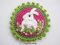 Crochet patches – Button / Aufnäher Hase – a unique product by Prinzessin-Design on DaWanda