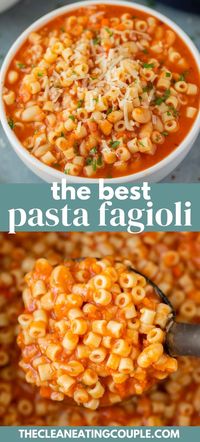 The Best Pasta Fagioli Soup recipe that is better than Olive Garden! Healthy, vegetarian & easy to make on the stove, crockpot or instant pot. This authentic pasta fagioli is the best!