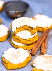 These keto pumpkin spice cookies are chewy, soft, and the perfect snack for fall. Learn how to make melt in your mouth gluten free low carb pumpkin cookies. Top with a delicious sugar-free cream cheese frosting, make a cup of coffee, and enjoy the best fall cookies.