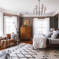 A Moroccan style shag rug from west elm is the anchor to this cozy living room.