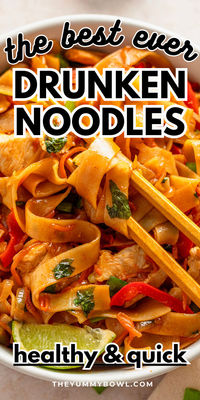 Uncover the delightful flavors of authentic Thai cuisine with this homemade Drunken Noodles (Pad Kee Mao) recipe. Enjoy the deliciousness of this healthier homemade version, which rivals the restaurant dish in taste and quality. Indulge in the savory goodness brought to you by The Yummy Bowl’s recipe.