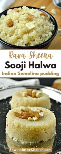 Visit the blog to get the recipe and instructions for Rava Sheera. It is also known as Sooji Halwa is an Indian Semolina pudding that comes together in 20 mins and requires just 4 main ingredients. Make this easy dessert recipe on auspicious occasions, festivals, or for breakfast, it's absolutely delicious!! I include instructions on how to make Sheera on stove top and InstantPot.