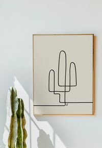 CACTUS Abstract Line Art Print Single Line Drawing Desert - Etsy