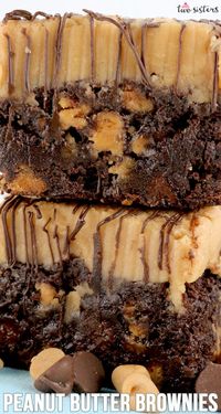 Peanut Butter Brownie Bars - two classic dessert tastes that taste great together. These yummy brownies are delicious and easy to make. Rich chocolate and sweet peanut butter combine to make a delicious Thanksgiving Dessert. Make your family a Homemade Brownie that they are sure to love! Pin this yummy Brownie Recipe now and follow us for more more great Thanksgiving Desserts ideas. #ThanksgivingDessert #ThanksgivingDesserts #ThanksgivingDessertIdeas #ThanksgivingTreatIdeas