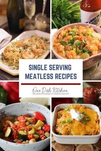 Cooking for one and looking for single serving meatless recipes? Look no further, here are over 20 single serving meatless meals that are perfect for Lent or anytime of the year. You'll find pasta recipes, vegetarian recipes, main dish salads and wonderful seafood dishes. All in single serving sizes. | One Dish Kitchen