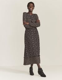 True Black Margot Pop Ditsy Midi Dress, Dresses | FatFace.com