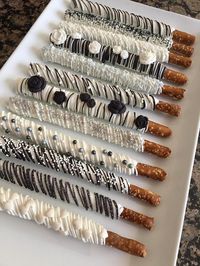 Black/White Wedding Chocolate Covered Pretzel Rods/Bridal