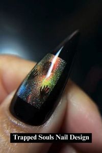 😳😲❤️🧡Trapped Souls Nail Tutorial - Halloween Nails Pretty simple, this design has it all, Multiple Cat Eye Colors, Aurora Chrome, Multiple top coats resulting in the 3D look, Liner Painting Gel and an awesome theme credit user 12525000163