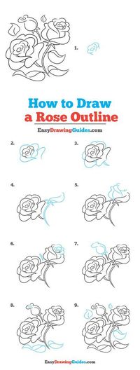 Learn to draw a rose outline. This step-by-step tutorial makes it cute. Kids and beginners alike can now draw a great rose outline.