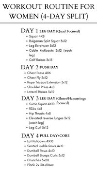 Try this 4-Day Split Workout Routine for Women. Sculpt and tone your body with targeted exercises, empowering you on your wellness journey. 💪🏋️‍♀️ #FitnessForHer #4DaySplit #WorkoutRoutine"