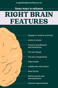 Enhancing right brain features can be achieved through activities that stimulate creativity, intuition, and emotional intelligence.