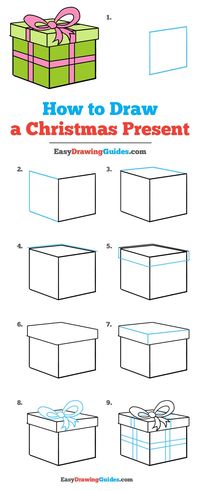 Learn How to Draw a Christmas Present: Easy Step-by-Step Drawing Tutorial for Kids and Beginners. #ChristmasPresent #drawingtutorial #easydrawing See the full tutorial at https://easydrawingguides.com/how-to-draw-christmas-present/.