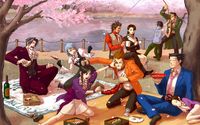 Ace Attorney Picnic.. Franziska and Edgeworth's faces!! :D And Diego and Mia sitting together in the back... *cries*