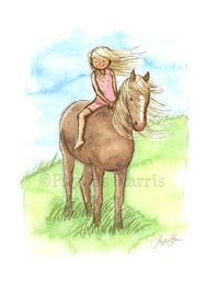 Girls and horses just go together. This print is customizable. If you would like the little girls hair a different color, just convo me. NOTE: Most of my art is customizable! Please check preferred hair and dress color, and convo me if you would like to add a name or text, or have a specific