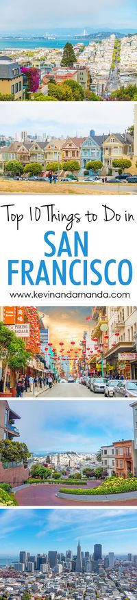 A list of the 10 Most Popular Sightseeing Attractions in San Francisco, including Lombard Street, the Painted Ladies, Coit Tower, and Alcatraz. Pin this if you are going to San Francisco!!