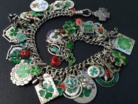 Vintage Charm Bracelet Collection - "Clovers & Shamrocks" - Silver & Enamel Charm Bracelet