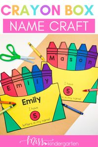 This crayon box name craft can be incorporated into your first day of school activities. It makes a for bulletin board in your classroom or send home to help your parents get ideas for name writing practice. Your preschool and kindergarten students will love creating this craft while celebrating their name!