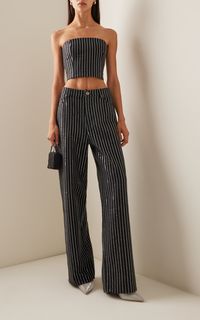 Sequined Cotton-Twill Wide-Leg Pants By Rotate | Moda Operandi