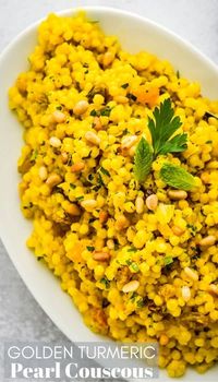 Turmeric Pearl Couscous Recipe - Garlic & Zest