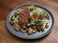 Get Duck Breast with Mustard Pan Sauce, Duck fat potatoes, Haricots Verts and Frisee Recipe from Food Network