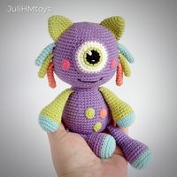 Cute Purple Amigurumi Monster Crochet Pattern, cute crochet monster, crochet monster amigurumi pattern, monster Ari crochet pattern