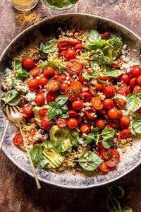 Greek Roasted Red Pepper Tomato Feta Orzo | halfbakedharvest.com