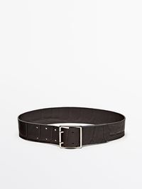 Find MASSIMO DUTTI Leather Belt With Square Buckle on Editorialist. Leather belt with square buckle