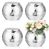 PRICES MAY VARY. Quantity and Size: get the party started with our set of 4 disco vases, each measuring 8 inches in diameter, these quality vases come in a generous quantity to cater to your party needs, replacements, or sharing needs; Their striking size and design are sure to make them the focal point of any event Eye Catching Decoration: decorate any room with the disco ball vase's stunning silver color and reflective glass mirror lenses design; It not only fulfills your needs for a practical