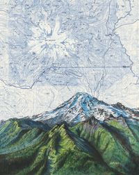 "My original Mt Rainier above the Tatoosh Range painting on a vintage topography map comes in many print varieties. Landscape/horizontal orientation. Please see first image to view entire painting. Choose from these options: Matted Prints:    -5x7\"  print in 8x10\" mat (some cropping of the image occurs to fit this size)    -8x10\" print in 11x14\" mat    -12x16\" print in 16x20\" mat Matted prints are quality matte archival prints and come signed with cardboard backing in a protective plastic