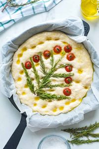 This delicious CHERRY TOMATO & ROSEMARY FOCACCIA BREAD recipe is easy to make, and perfect for sharing with friends and family. Arrange toppings as Christmas Focaccia for the holiday season, or create for the everyday to a special occasion.