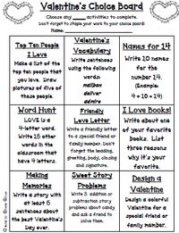 FREE Valentine's Day choice boards for lower and upper grades! Perfect for centers or morning work in February!