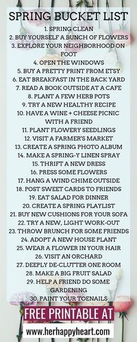 Spring bucket list | Spring things to do with friends, family, boyfriend and husband | Things to do alone at home in Spring | Fun awesome Spring activities