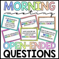 **Excellent for distance learning AND for regular instruction**75 colorful slides containing a different open-ended question for your class to discuss! This product is ready to use and paperless--download and start using with your students in seconds!I created this resource for my class for our distance learning zoom meetings. This got my students talking and interacting in FUN ways! I LOVED asking my kiddos a question at the start of each zoom session. I felt that it really helped me get to kno