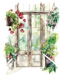 Greenhouse Painting  Print from Original Watercolor Painting