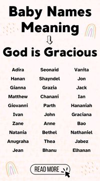 Looking for a baby name that reflects gratitude and faith? Discover beautiful names meaning 'God is gracious' for your little one. From classic to unique, find the perfect fit for your baby's personality and heritage. Explore our list and find the name that speaks to your heart!