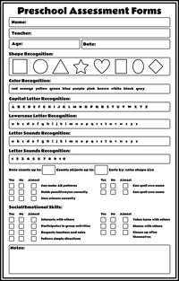 Preschool Assessment Printable Forms