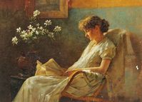 Charles Courtney Curran "Reading", no date