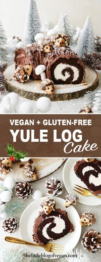 Pinterest pin of vegan yule log.