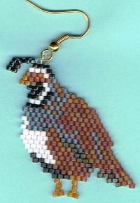 Hand Beaded Gambel Quail Dangling earring by beadfairy1 on Etsy