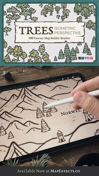 How do you indicate that a region of your fantasy map is an alpine forest, a lightly forested savanna, or a tropical beach? Using a variety of types of trees is a great way to convey what type of environment you can expect when exploring that area of the map. With this upgrade for The Fantasy Map Builder, you have 100 new hand-drawn trees to use to make your world and story more immersive. Compatible with Procreate, Photoshop, Clip Studio Paint, Affinity Photo, and Infinite Painter #rpg #dnd