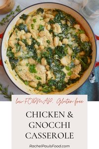 A delicious low-FODMAP recipe for Chicken and Gnocchi Casserole using packaged gnocchi for ease and simplicity. IBS-friendly and gluten-free!