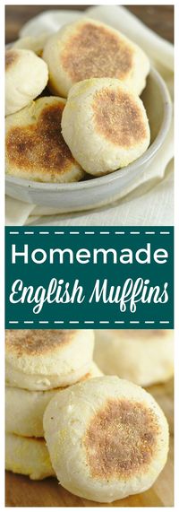 Homemade English Muffins – A delicious breakfast classic that is so easy to make! These english muffins are perfect topped with butter and jam! #english #breakfast #muffins #baking