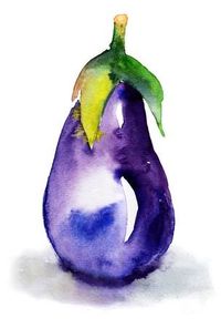 Watercolor illustration of aubergine