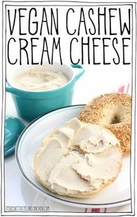 Vegan Cashew Cream Cheese - 3 ways! 6 ingredient, easy to make, cream cheese plus optional additions so you can make a fruit cream cheese, such as strawberry or pineapple, or a garlic & herb cream cheese. Perfect creamy, slightly tangy, spreadable, vegan cream cheese. Dairy-free. #itdoesnttastelikechicken #veganrecipes #vegancheese #vegetarian #cleaneating #foodgasm #healthyfood #veganfood #veganrecipes #dairyfree via @bonappetegan