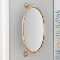 Logan Polished Gold Metal 15" x 29" Oval Wall Mirror - #972P5 | Lamps Plus