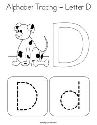 Alphabet Tracing - Letter D Coloring Page - Twisty Noodle