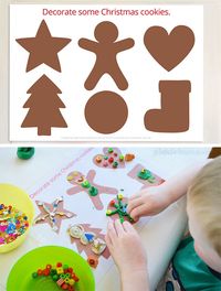 Free Printable Christmas Play Dough Mats - Decorate some Christmas Cookies.