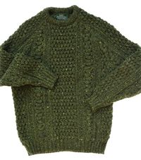 Donegal Aran Style Wool Sweater - Emerald