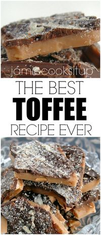 The best toffee recipe ever, hands down. Easy to follow instructions! #toffee, #besttoffee, #jamiecooksitup